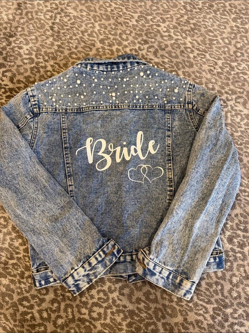 WOW! Denim 'Bride' Pearl Accent Jacket
